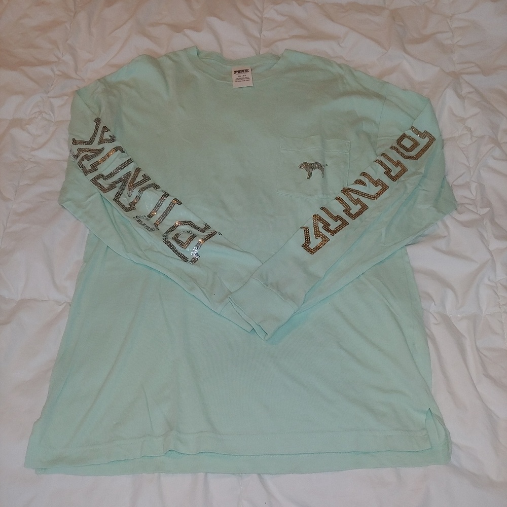 Pink long sleeve sequin t-shirt long sleeve